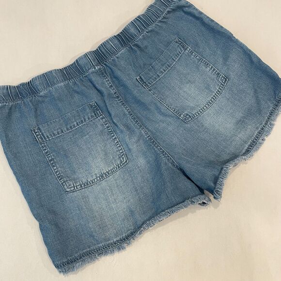 For The Republic Lg Shorts Tencil "Jean" Boho Drawstring Soft Flowy Cut Off Raw - Picture 5 of 14